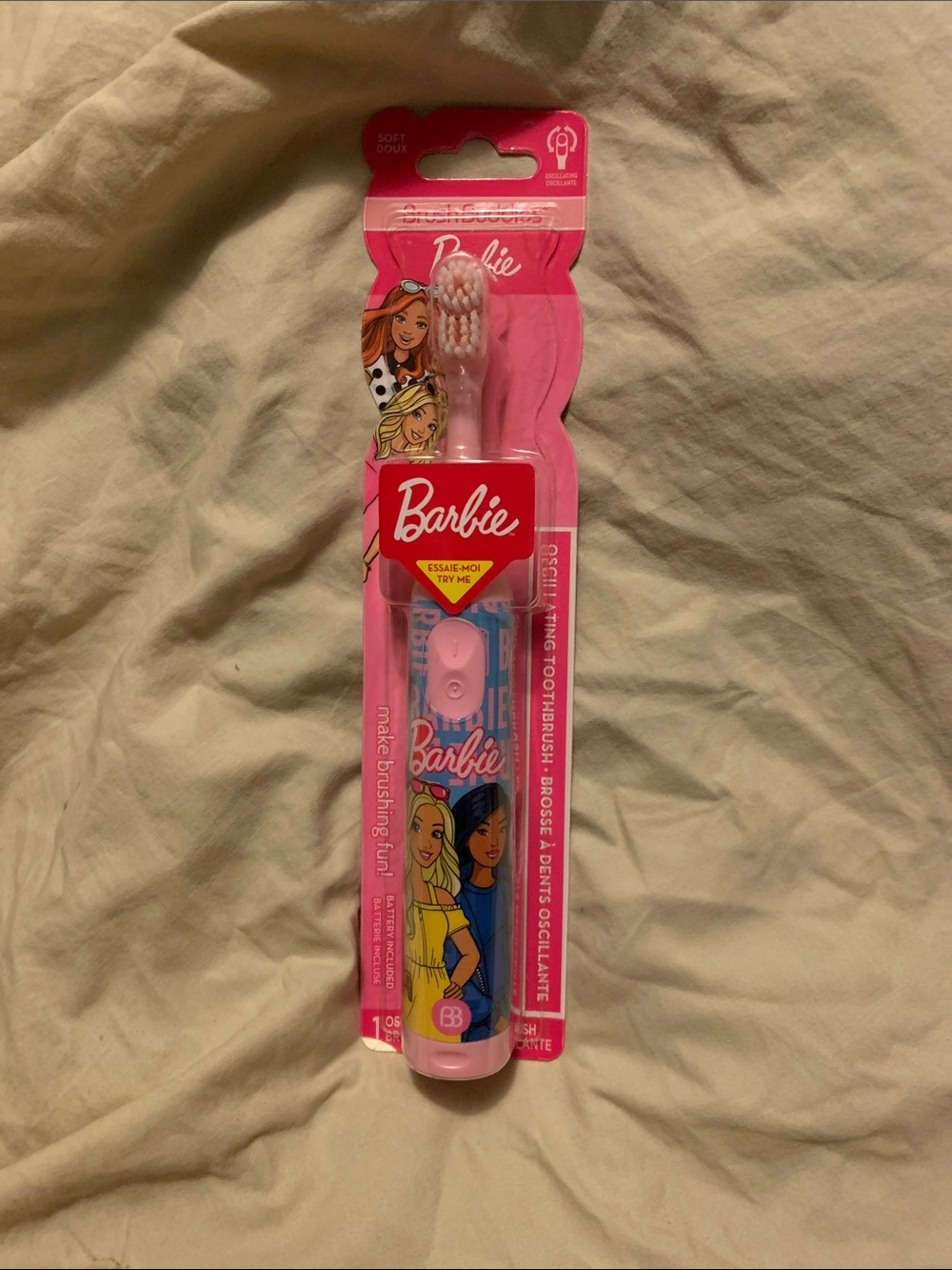 Barbie Battery Powered Electric Toothbrush Soft Rounded 360 Degree Oscillating